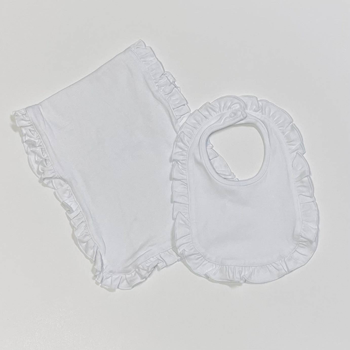 Ruffle Burp Cloth: White