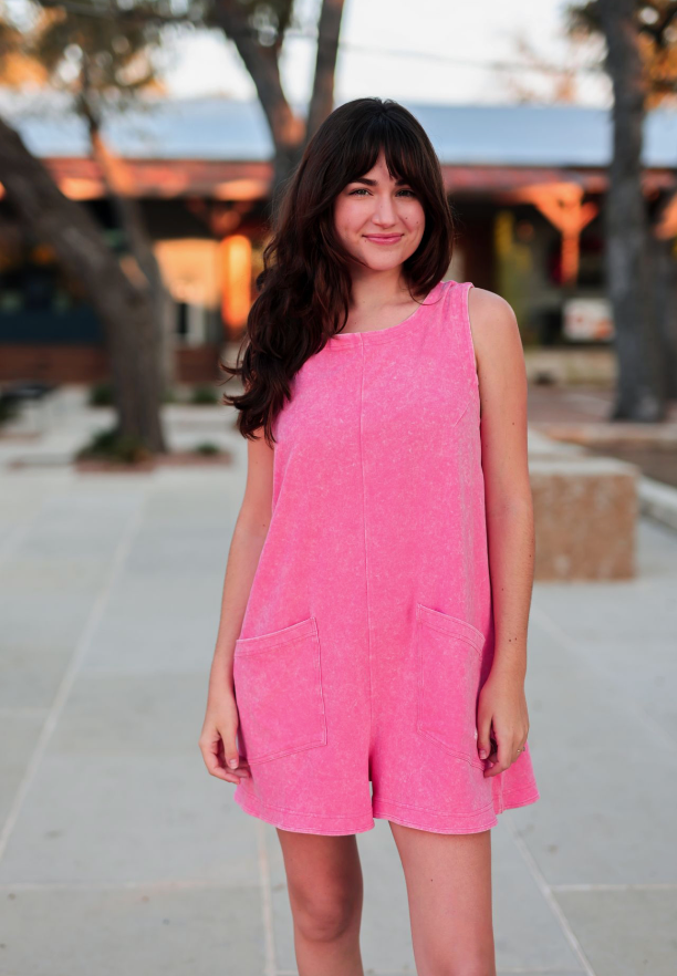 Effortless Mineral Wash Romper- Coral