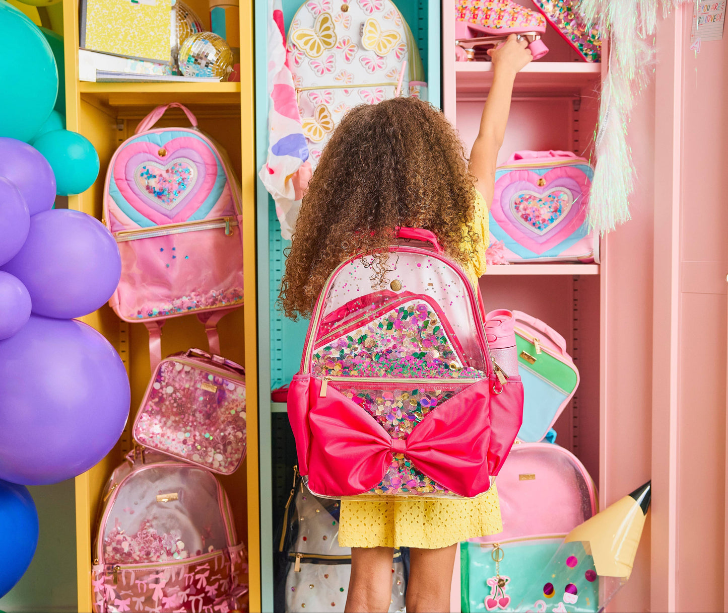 'Audrey' Bow & Jewels Confetti Clear Backpack