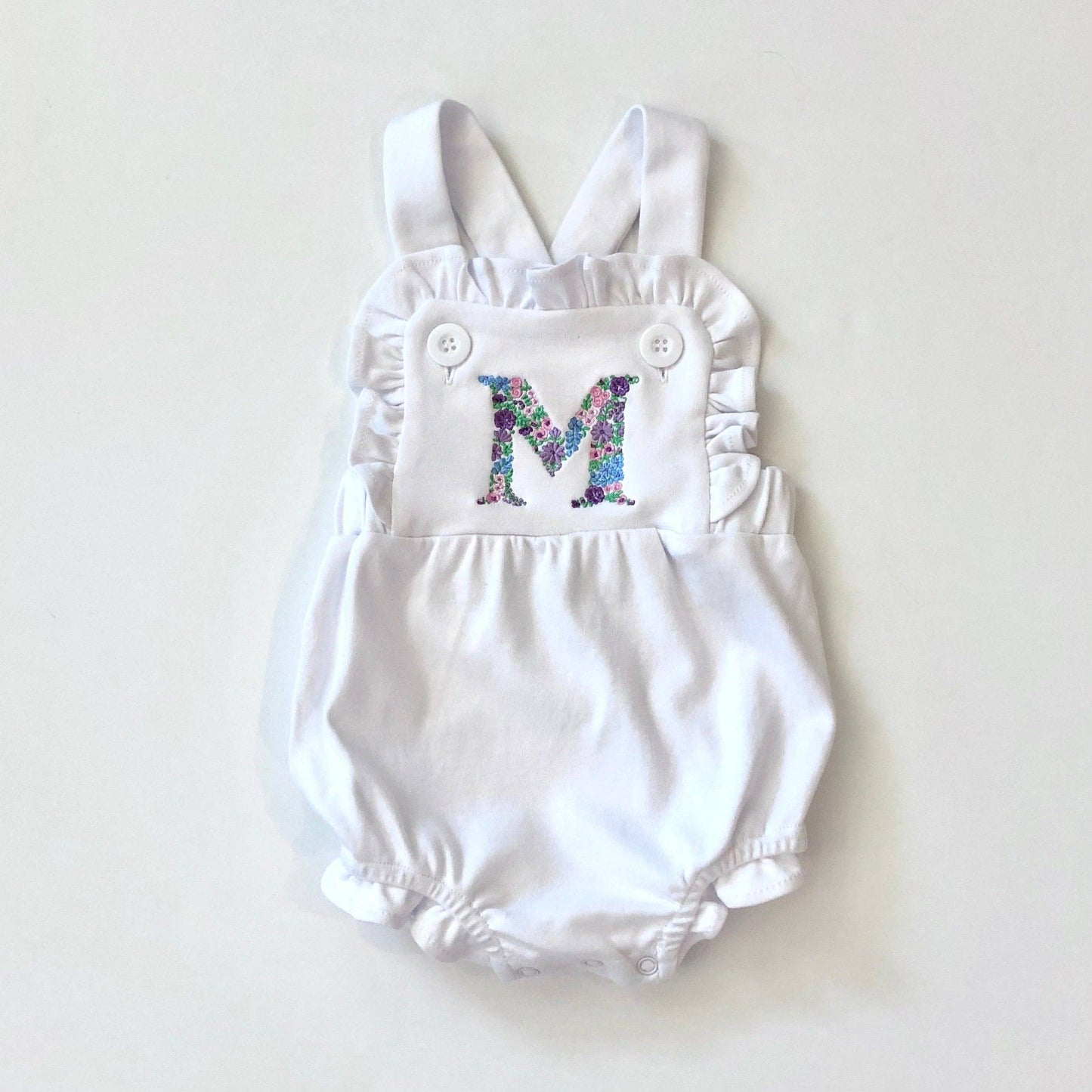 Knit Sunsuit - Ruffle: White 18m and 2t