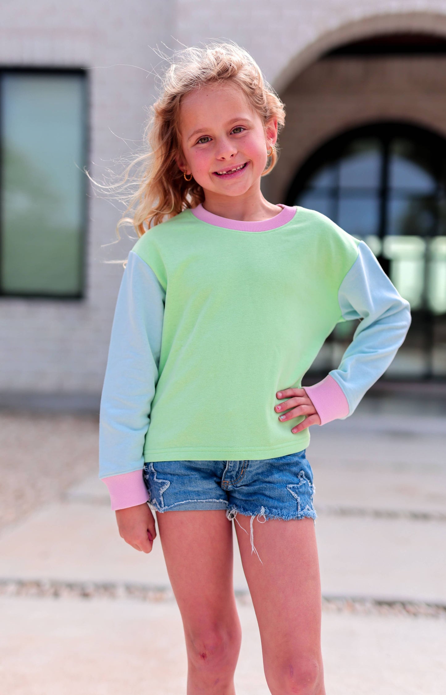 Day Off Pullover - Under The Palms (Sky Blue/Lime)