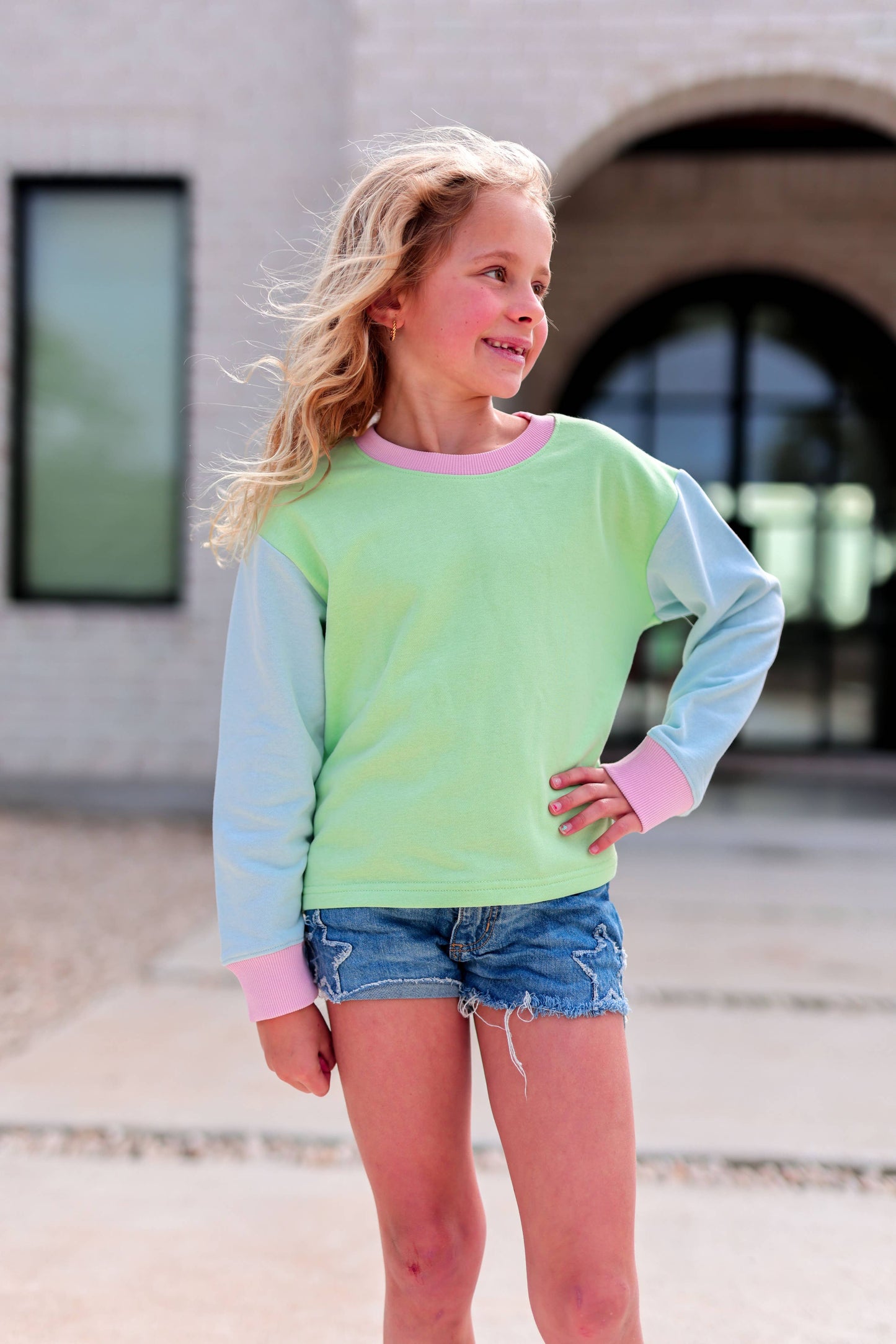 Day Off Pullover - Under The Palms (Sky Blue/Lime)