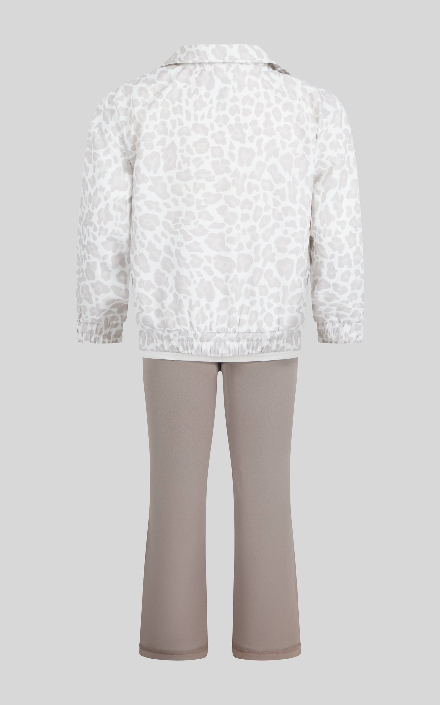 Toddler Girls Half Zip Windbreaker, Tee, Flare - 3 PC SET: CUTESY LEOPARD WHITE DOVE/WHITE DOVE/CINDER
