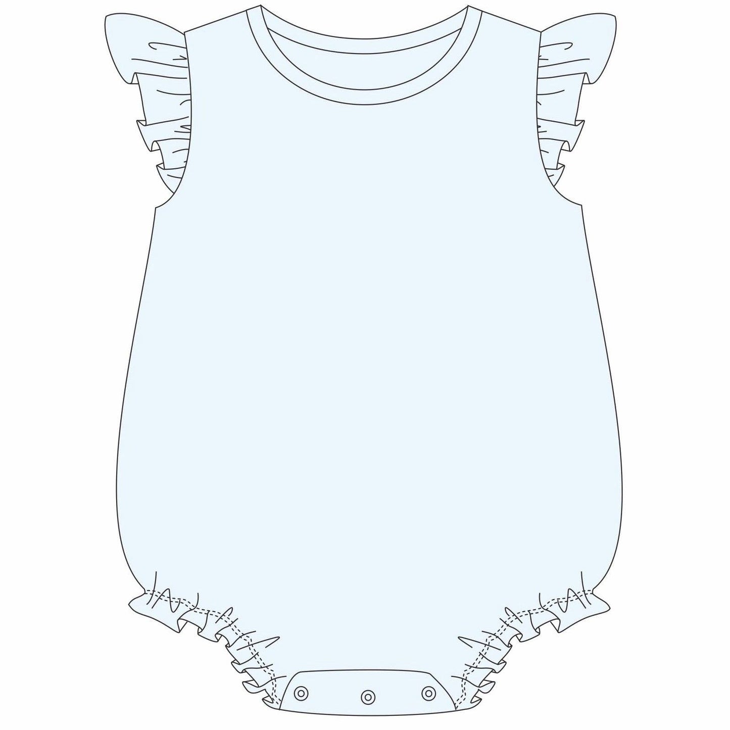 Knit Solid Flutter Sleeve Bubble: Blue