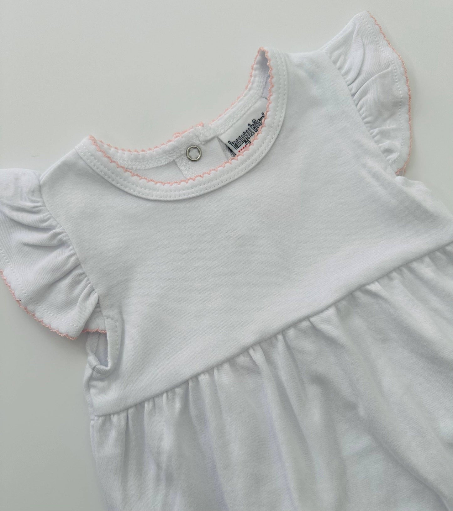 Knit Flutter Sleeve Bubble with Picot Trim: Baby Blue / 6M