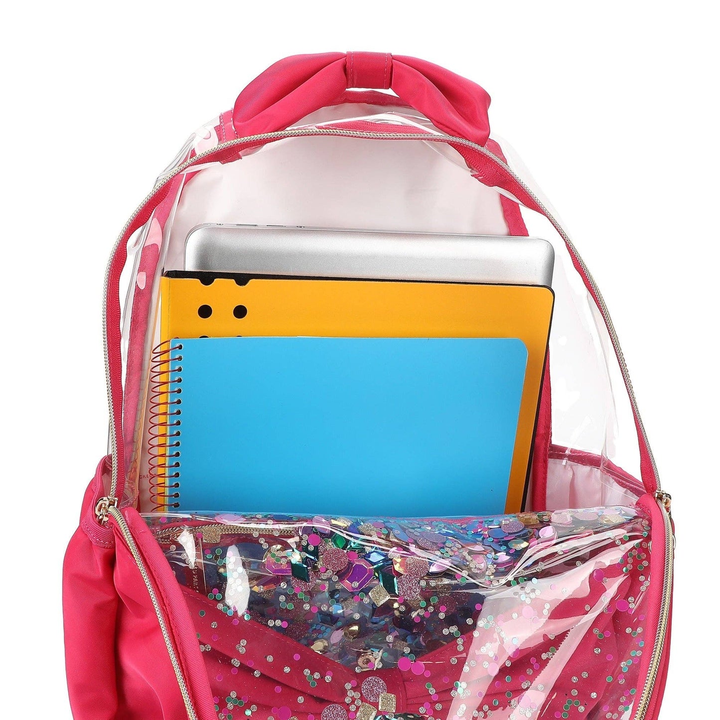 'Audrey' Bow & Jewels Confetti Clear Backpack