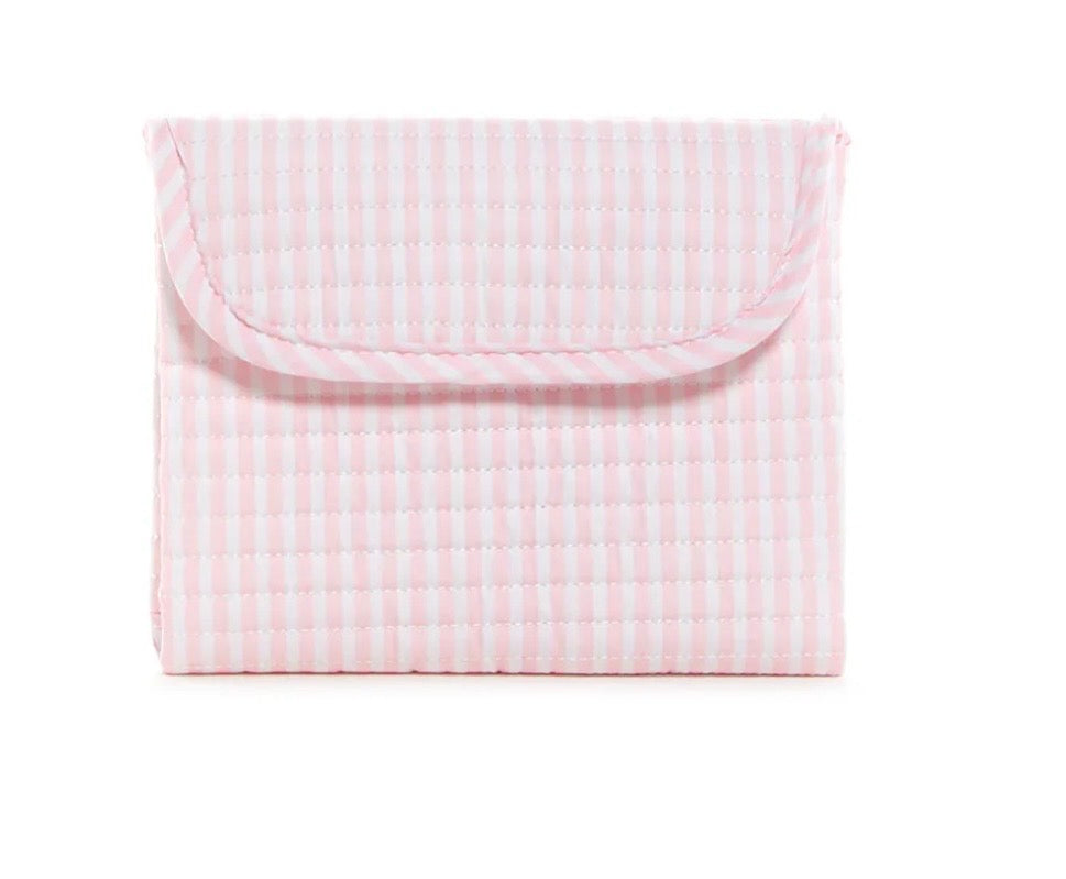 TRVL quilted changing mat: pink-blue-tan