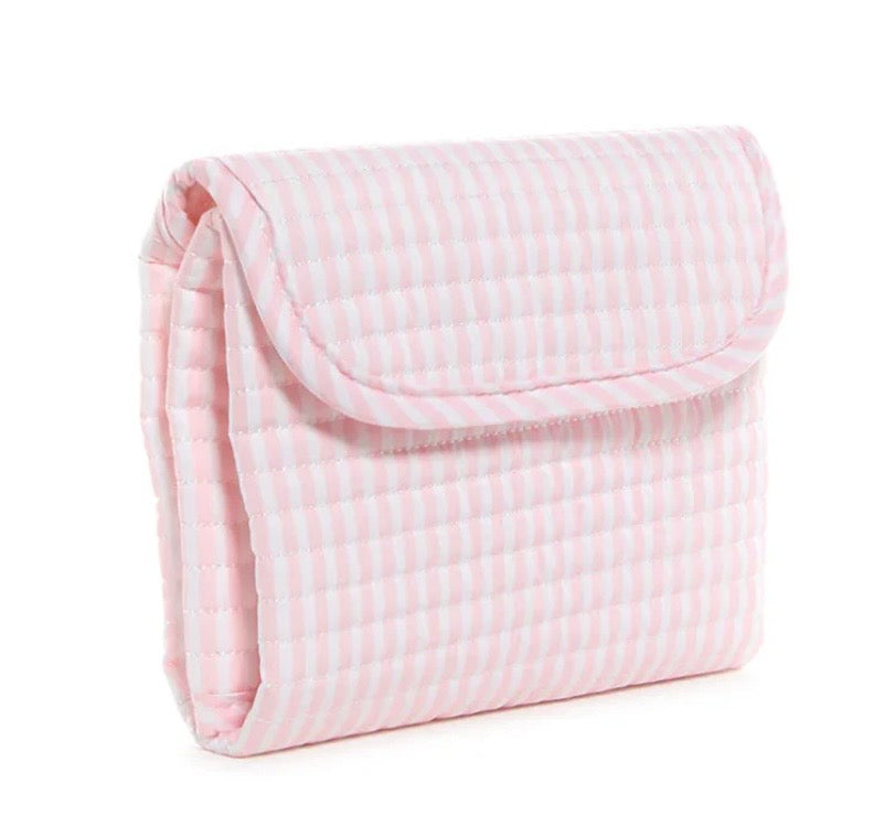 TRVL quilted changing mat: pink-blue-tan