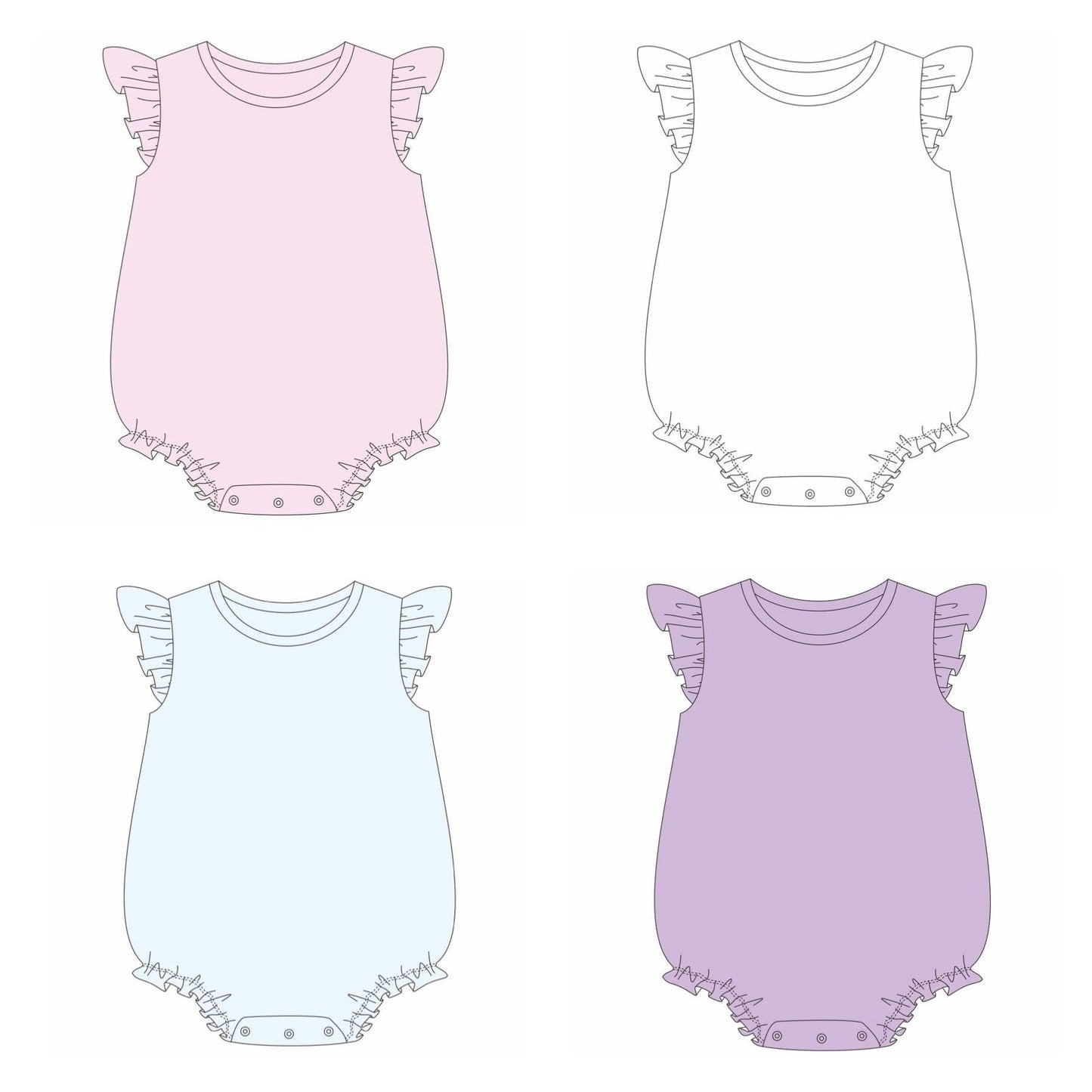 Knit Solid Flutter Sleeve Bubble: Blue