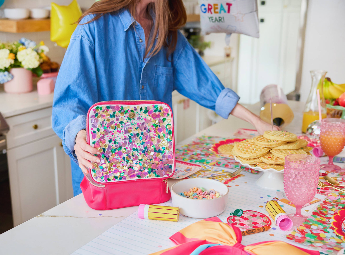 "Audrey" Bows & Jewels Confetti Lunch Box