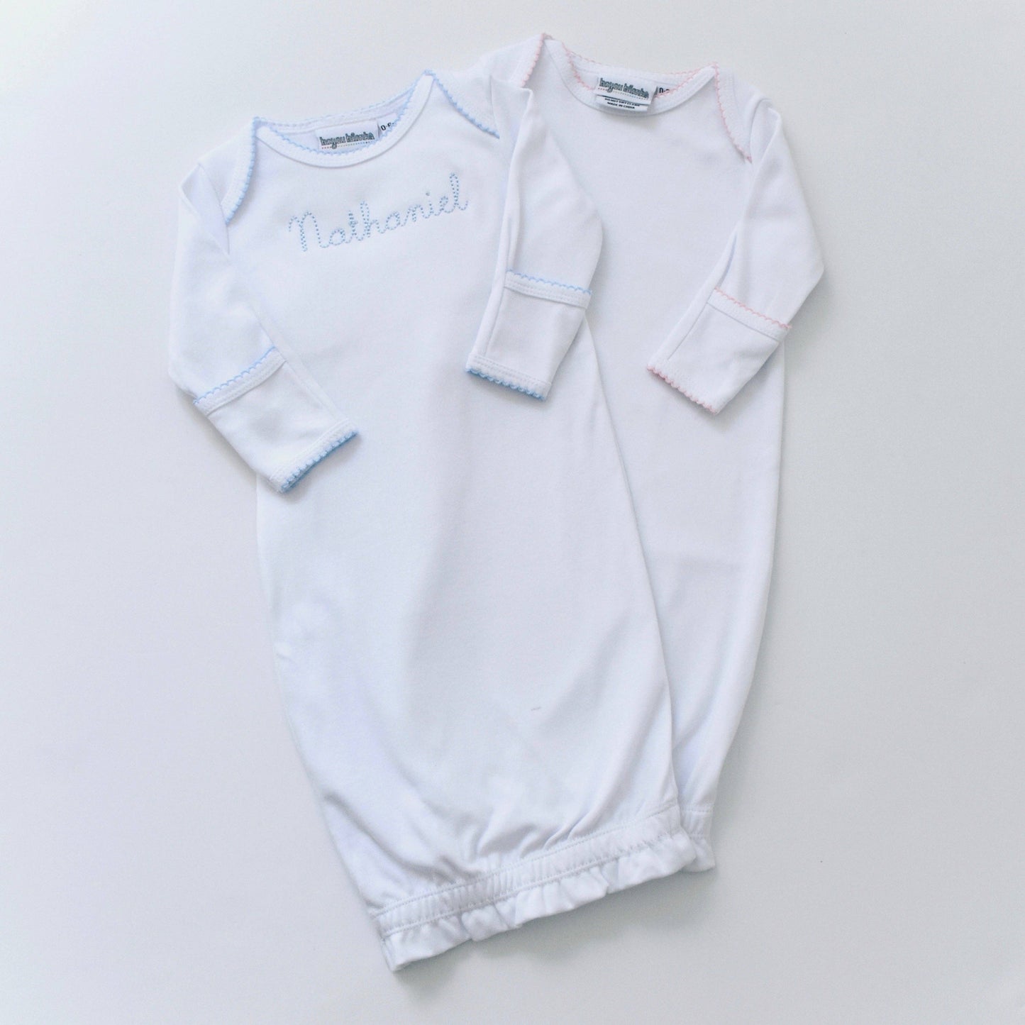 Picot Trim Gown: Blue / Itty Bitty (NB)