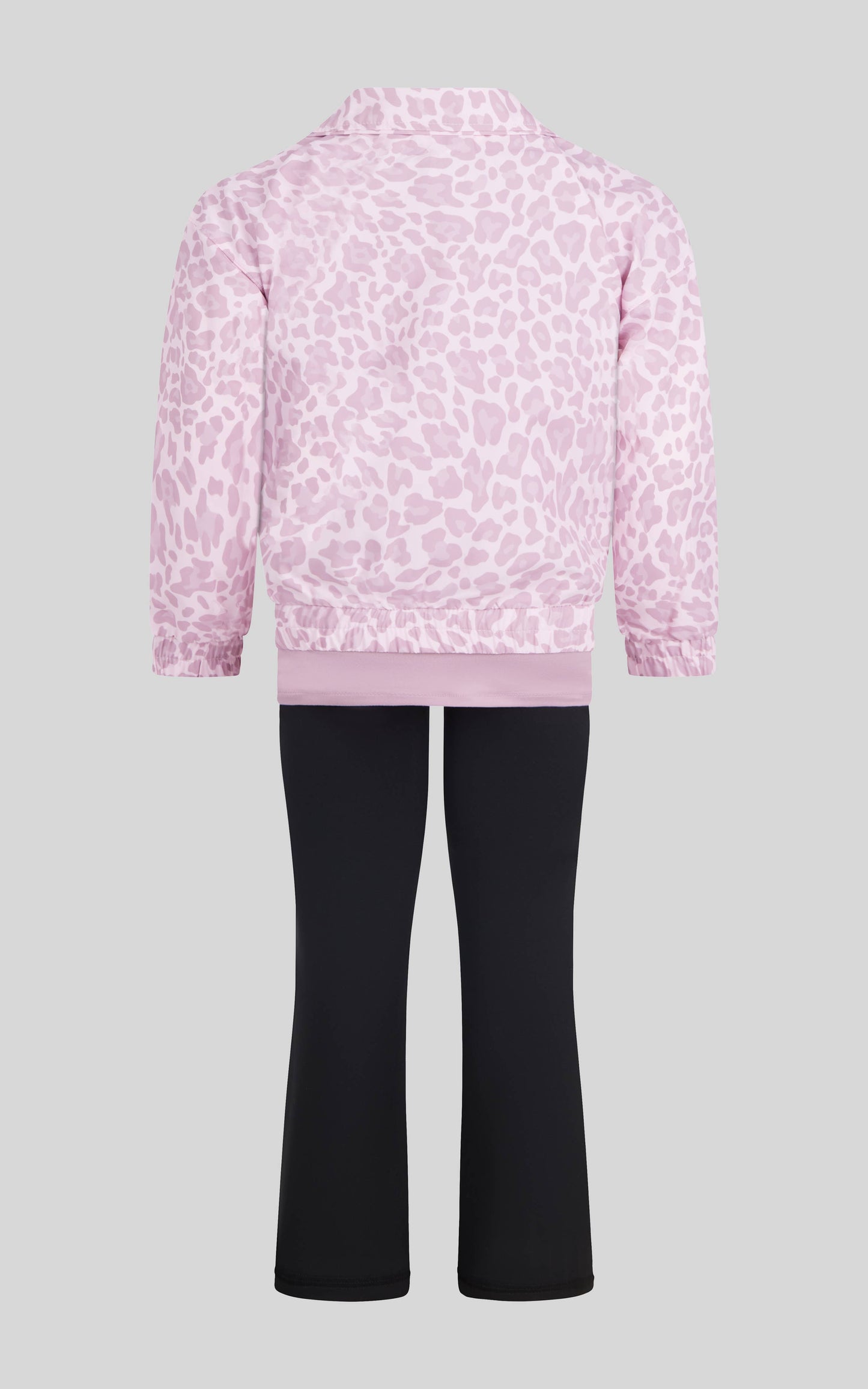 Toddler Girls Half Zip Windbreaker, Tee, Flare - 3 PC SET: CUTESY LEOPARD WHITE DOVE/WHITE DOVE/CINDER